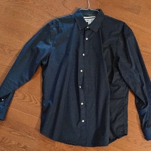 Old Navy - Non Iron Polka Dot Button Down Dress Shirt - Men's XL